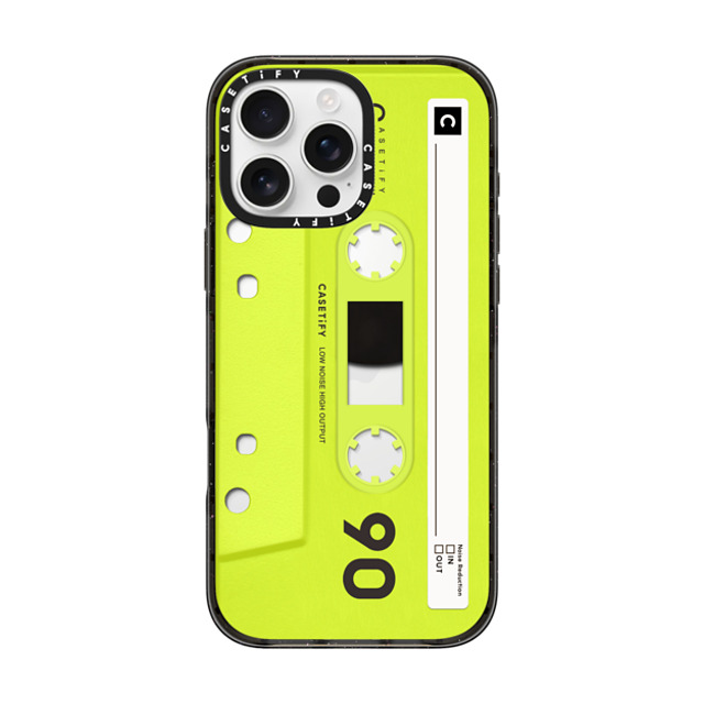 CASETiFY iPhone 16 Pro Max ケース ブラック インパクトケース Cassette CASETiFY MiXTAPE - Neon Yellow