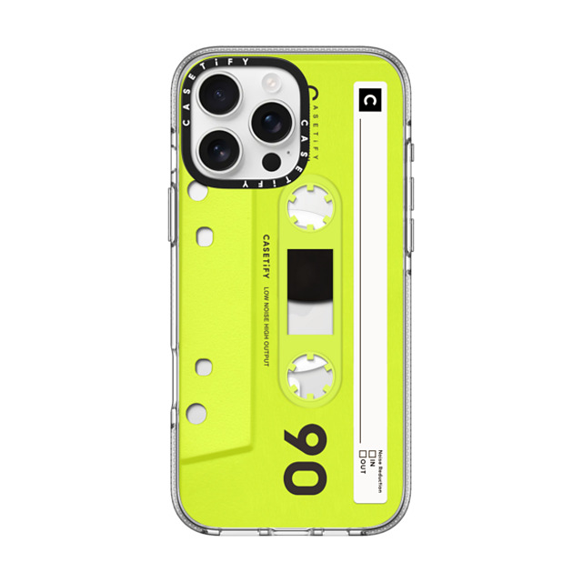 CASETiFY iPhone 16 Pro Max ケース クリア クリア ケース MagSafe対応 Cassette CASETiFY MiXTAPE - Neon Yellow