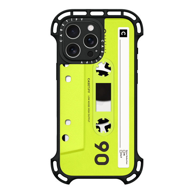 CASETiFY iPhone 16 Pro Max ケース ブラック ウルトラ バウンスケース MagSafe対応 Cassette CASETiFY MiXTAPE - Neon Yellow