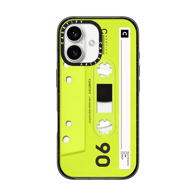 CASETiFY iPhone 16 ケース ブラック インパクトケース MagSafe対応 Cassette CASETiFY MiXTAPE - Neon Yellow