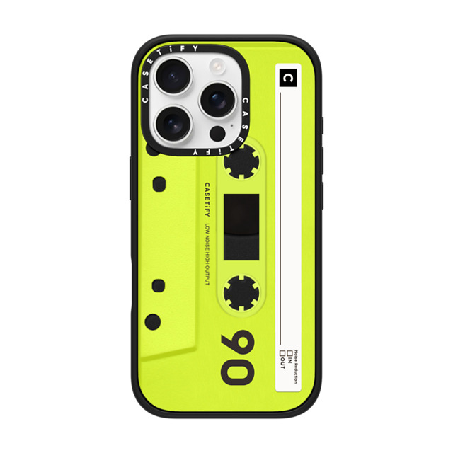 CASETiFY iPhone 16 Pro ケース マットブラック インパクトケース MagSafe対応 Cassette CASETiFY MiXTAPE - Neon Yellow