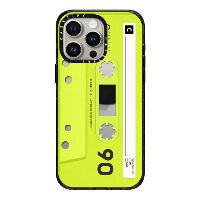 CASETiFY iPhone 15 Pro Max ケース ブラック インパクトケース Cassette CASETiFY MiXTAPE - Neon Yellow