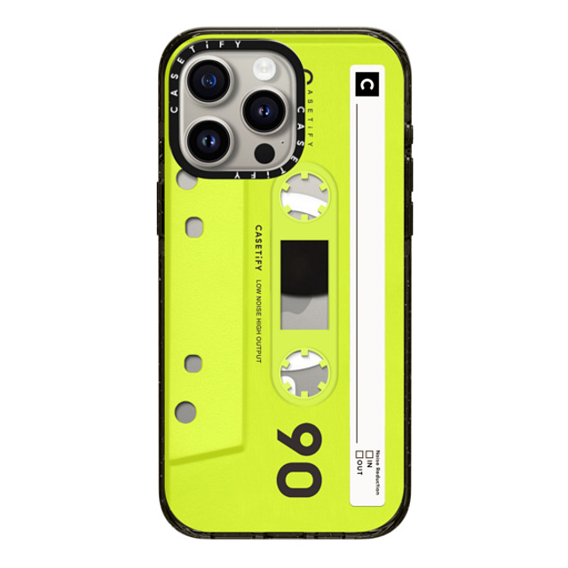 CASETiFY iPhone 15 Pro Max ケース ブラック インパクトケース MagSafe対応 Cassette CASETiFY MiXTAPE - Neon Yellow