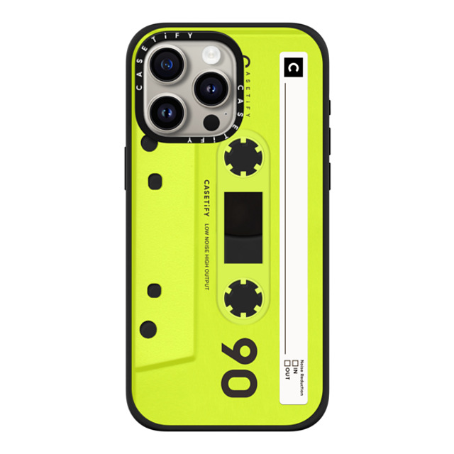 CASETiFY iPhone 15 Pro Max ケース マットブラック インパクトケース MagSafe対応 Cassette CASETiFY MiXTAPE - Neon Yellow