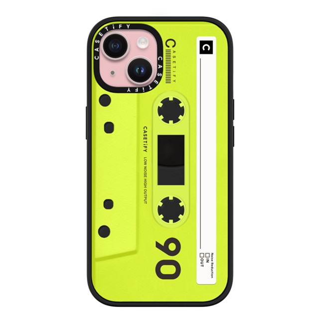 CASETiFY iPhone 15 ケース マットブラック インパクトケース MagSafe対応 Cassette CASETiFY MiXTAPE - Neon Yellow