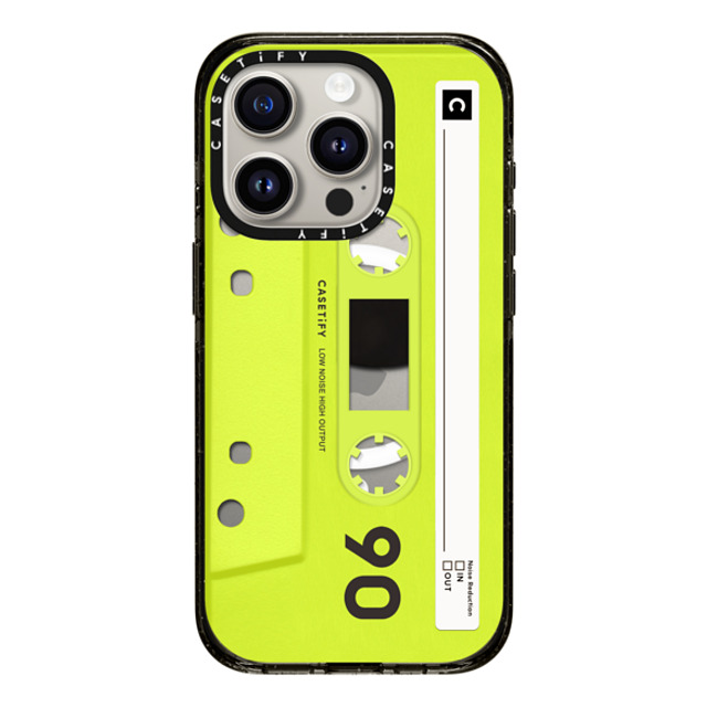 CASETiFY iPhone 15 Pro ケース ブラック インパクトケース MagSafe対応 Cassette CASETiFY MiXTAPE - Neon Yellow