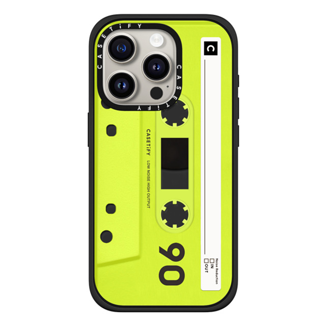 CASETiFY iPhone 15 Pro ケース マットブラック インパクトケース MagSafe対応 Cassette CASETiFY MiXTAPE - Neon Yellow