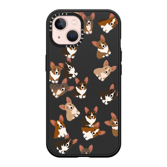 CASETiFY iPhone 13 ケース マットブラック インパクトケース MagSafe対応 犬 Corgi Jumble