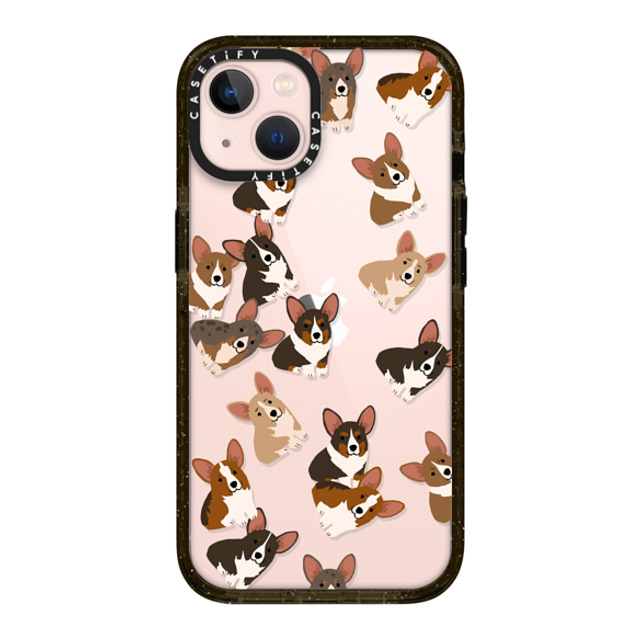 CASETiFY iPhone 13 ケース ブラック インパクトケース 犬 Corgi Jumble