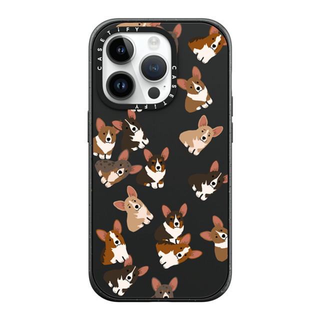 CASETiFY iPhone 14 Pro ケース マットブラック インパクトケース MagSafe対応 犬 Corgi Jumble