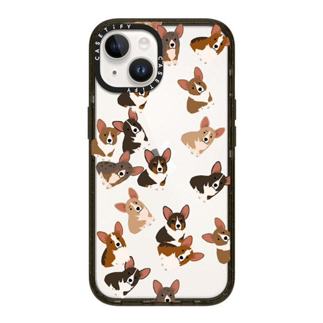 CASETiFY iPhone 14 ケース ブラック インパクトケース 犬 Corgi Jumble