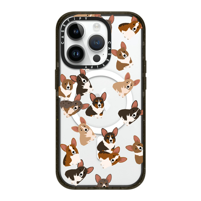 CASETiFY iPhone 14 Pro ケース ブラック インパクトケース MagSafe対応 犬 Corgi Jumble