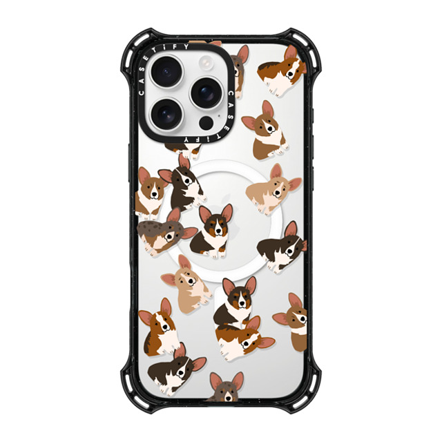 CASETiFY iPhone 16 Pro Max ケース ブラック バウンスケース 犬 Corgi Jumble