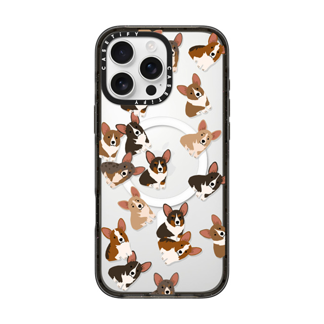 CASETiFY iPhone 16 Pro Max ケース ブラック インパクトケース MagSafe対応 犬 Corgi Jumble