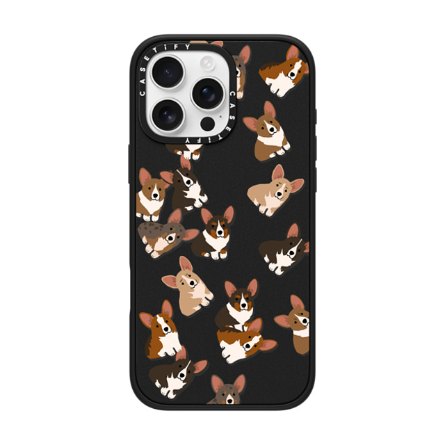 CASETiFY iPhone 16 Pro Max ケース マットブラック インパクトケース MagSafe対応 犬 Corgi Jumble