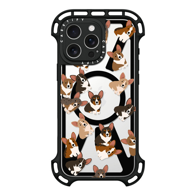 CASETiFY iPhone 16 Pro Max ケース ブラック ウルトラ バウンスケース MagSafe対応 犬 Corgi Jumble