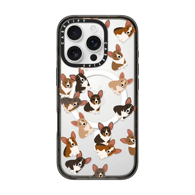 CASETiFY iPhone 16 Pro ケース ブラック インパクトケース MagSafe対応 犬 Corgi Jumble