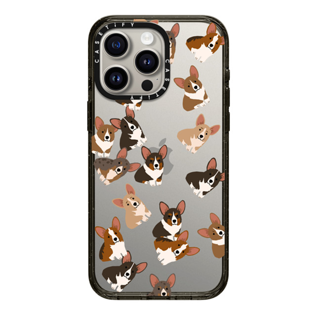 CASETiFY iPhone 15 Pro Max ケース ブラック インパクトケース 犬 Corgi Jumble