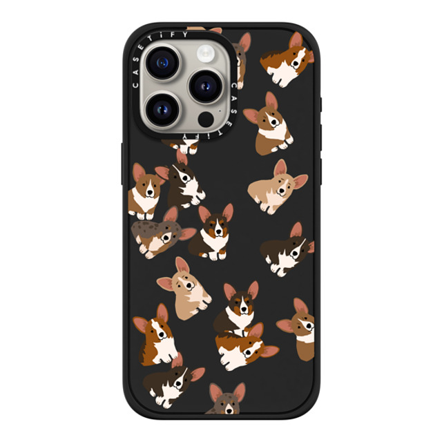 CASETiFY iPhone 15 Pro Max ケース マットブラック インパクトケース MagSafe対応 犬 Corgi Jumble