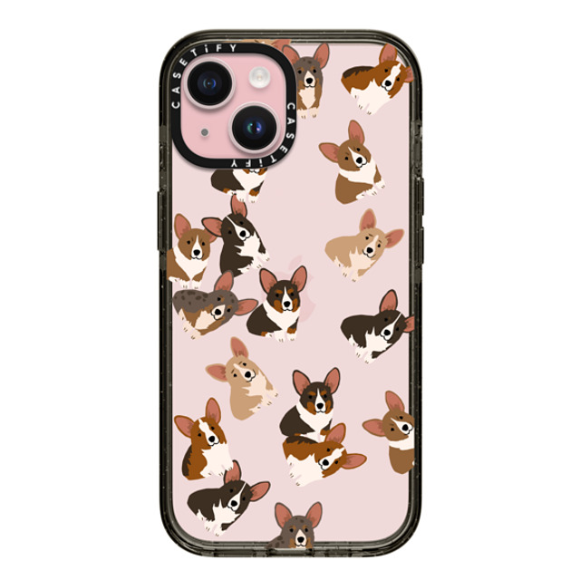 CASETiFY iPhone 15 ケース ブラック インパクトケース 犬 Corgi Jumble