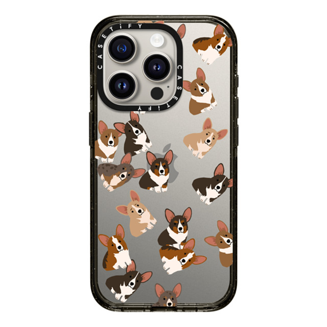 CASETiFY iPhone 15 Pro ケース ブラック インパクトケース 犬 Corgi Jumble