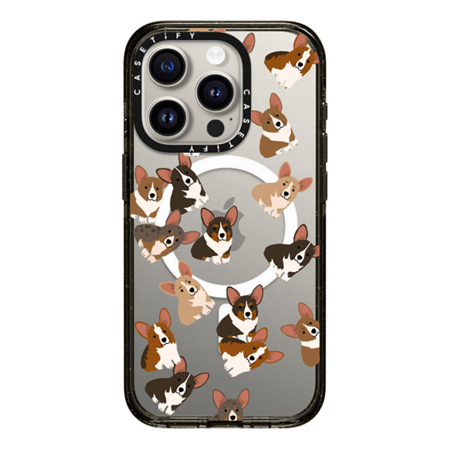 CASETiFY iPhone 15 Pro ケース ブラック インパクトケース MagSafe対応 犬 Corgi Jumble