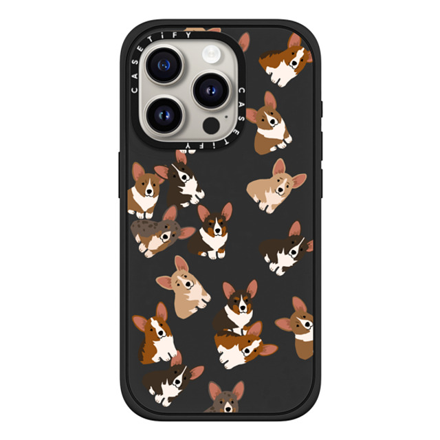 CASETiFY iPhone 15 Pro ケース マットブラック インパクトケース MagSafe対応 犬 Corgi Jumble