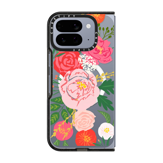 CASETiFY Pixel 10 Pro Fold Case Black Impact Magnetic Case Floral t[ ADELINE FLORALS