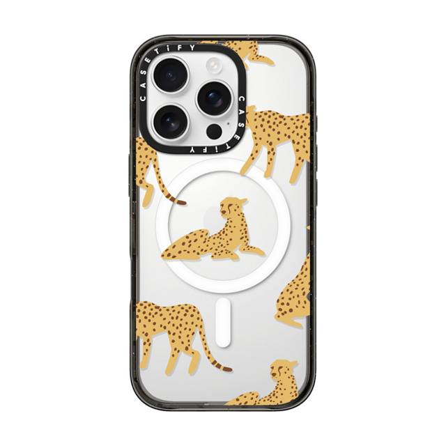 CASETiFY iPhone 16 Pro ケース ブラック インパクトケース MagSafe対応 Leopard,Animal,Animal Cheetah Power