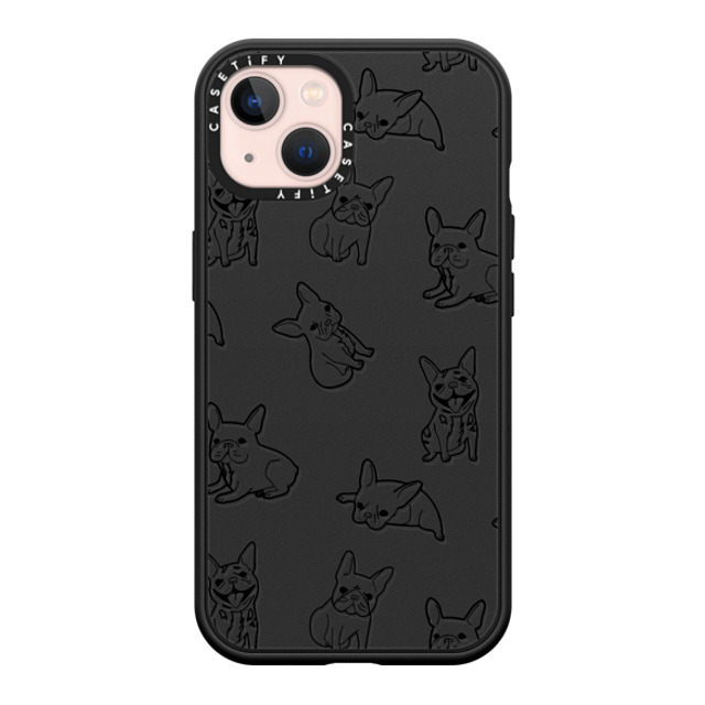 CASETiFY iPhone 13 ケース マットブラック インパクトケース MagSafe対応 犬 Pardon My Frenchie - Black