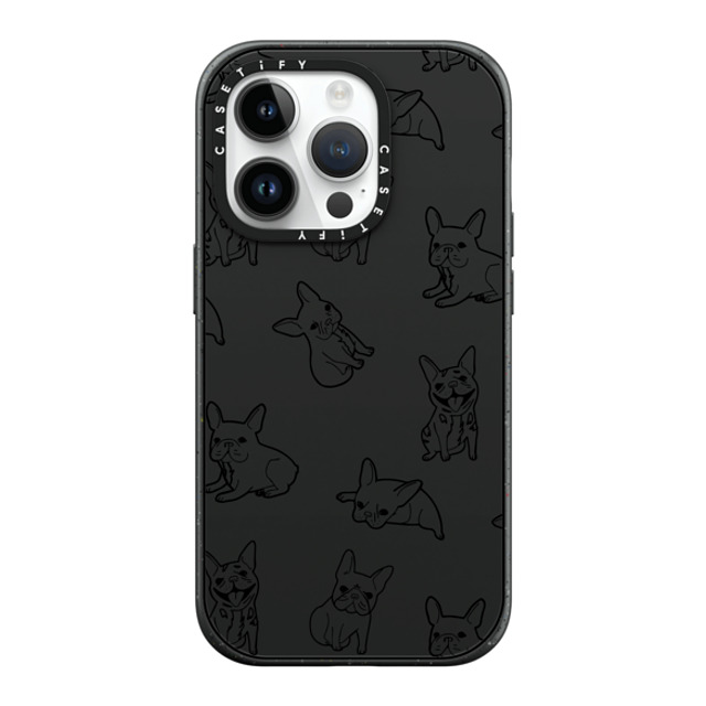 CASETiFY iPhone 14 Pro ケース マットブラック インパクトケース MagSafe対応 犬 Pardon My Frenchie - Black