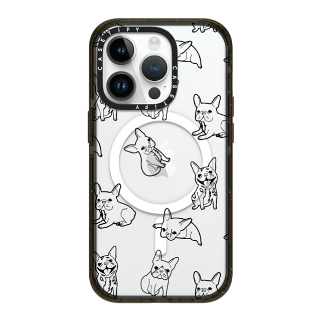 CASETiFY iPhone 14 Pro ケース ブラック インパクトケース MagSafe対応 犬 Pardon My Frenchie - Black