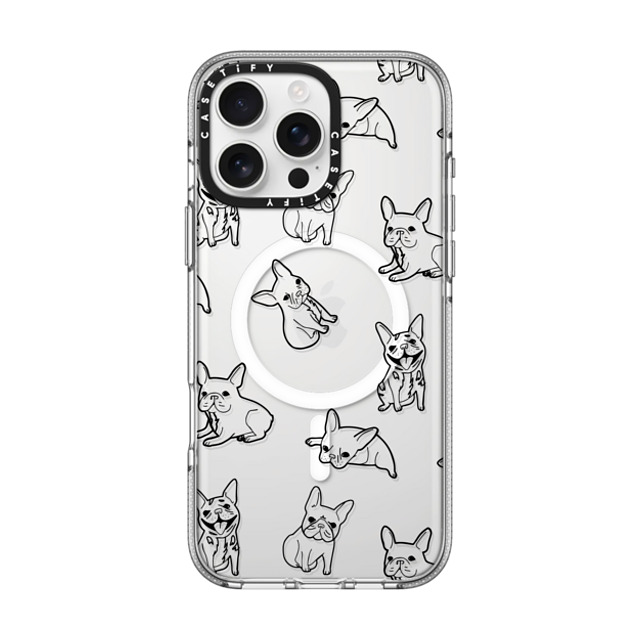 CASETiFY iPhone 16 Pro Max ケース クリア クリア ケース MagSafe対応 犬 Pardon My Frenchie - Black