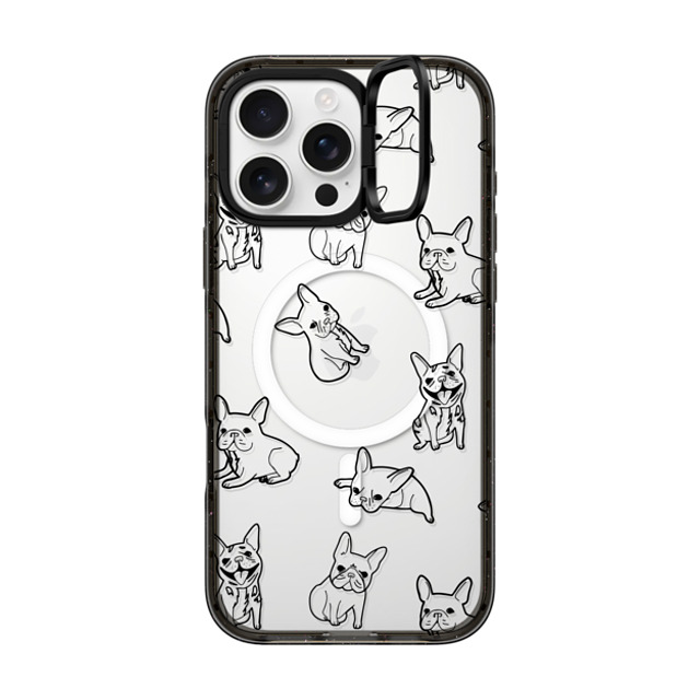 CASETiFY iPhone 16 Pro Max ケース ブラック インパクトリングスタンドケース MagSafe対応 犬 Pardon My Frenchie - Black