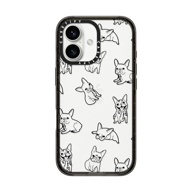 CASETiFY iPhone 16 ケース ブラック インパクトケース 犬 Pardon My Frenchie - Black