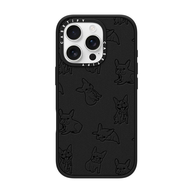 CASETiFY iPhone 16 Pro ケース マットブラック インパクトケース MagSafe対応 犬 Pardon My Frenchie - Black