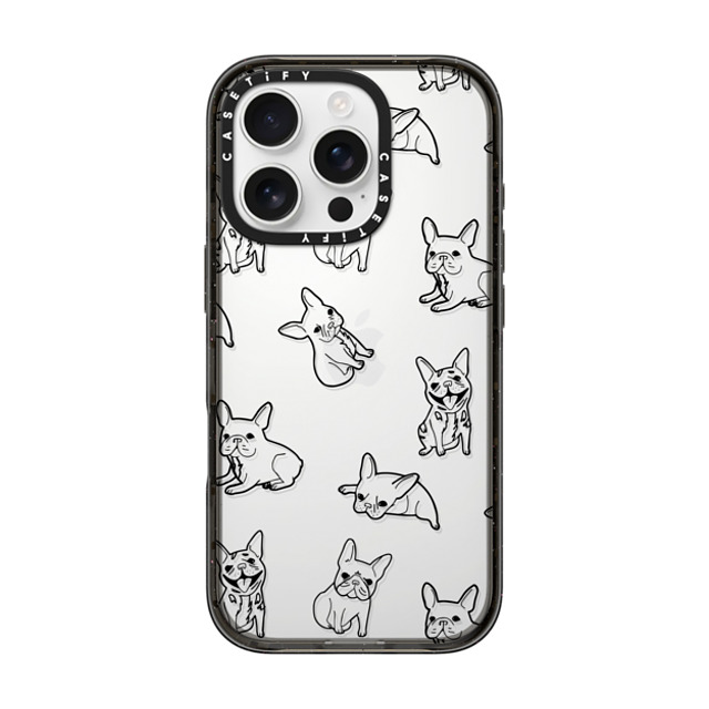 CASETiFY iPhone 16 Pro ケース ブラック インパクトケース 犬 Pardon My Frenchie - Black