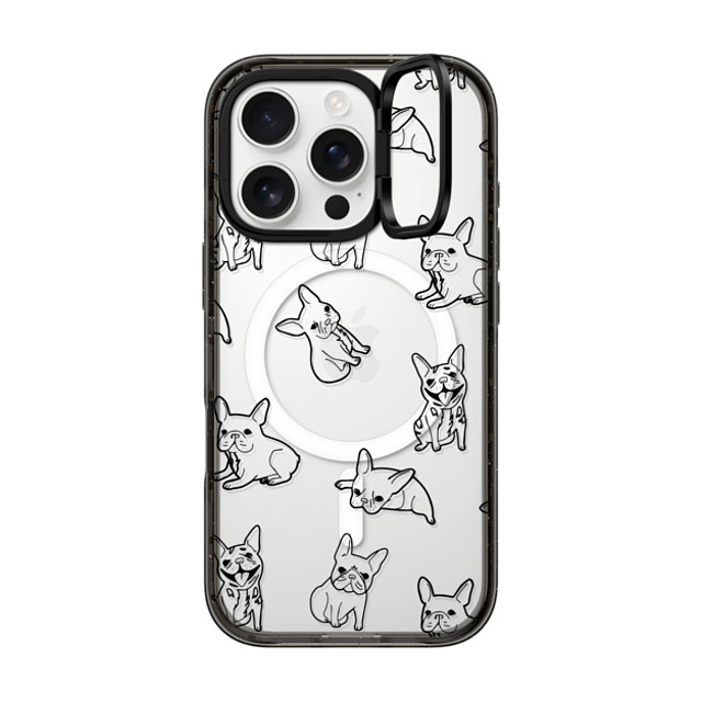 CASETiFY iPhone 16 Pro ケース ブラック インパクトリングスタンドケース MagSafe対応 犬 Pardon My Frenchie - Black