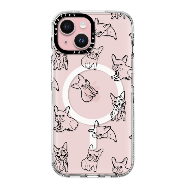 CASETiFY iPhone 15 ケース クリア クリア ケース MagSafe対応 犬 Pardon My Frenchie - Black