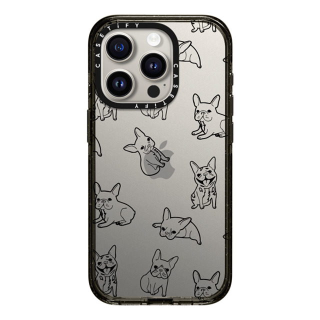 CASETiFY iPhone 15 Pro ケース ブラック インパクトケース 犬 Pardon My Frenchie - Black