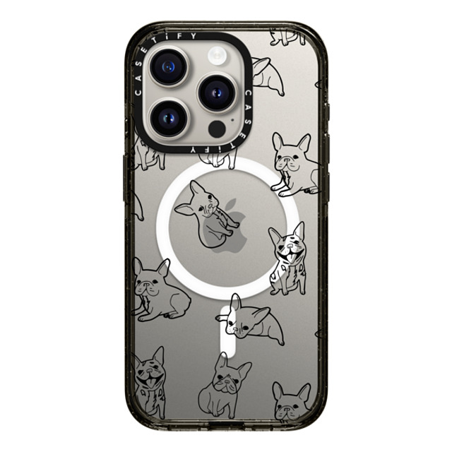 CASETiFY iPhone 15 Pro ケース ブラック インパクトケース MagSafe対応 犬 Pardon My Frenchie - Black