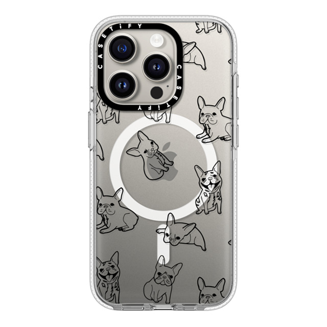 CASETiFY iPhone 15 Pro ケース クリア クリア ケース MagSafe対応 犬 Pardon My Frenchie - Black