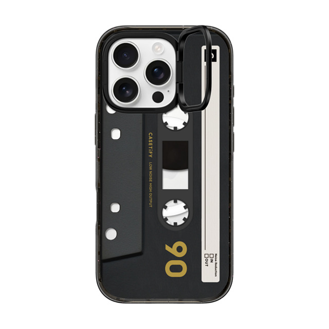 CASETiFY iPhone 16 Pro ケース ブラック インパクトリングスタンドケース MagSafe対応 Cassette,Pattern CASETiFY MiXTAPE - Black