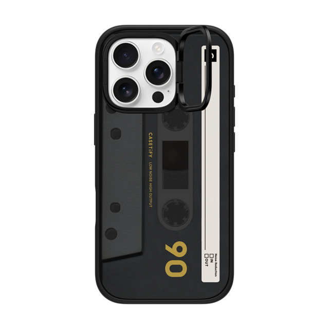 CASETiFY iPhone 16 Pro ケース マットブラック インパクトリングスタンドケース MagSafe対応 Cassette,Pattern CASETiFY MiXTAPE - Black