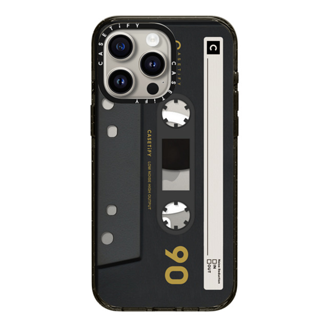 CASETiFY iPhone 15 Pro Max ケース ブラック インパクトケース MagSafe対応 Cassette,Pattern CASETiFY MiXTAPE - Black