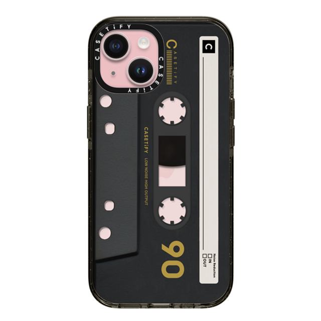 CASETiFY iPhone 15 ケース ブラック インパクトケース Cassette,Pattern CASETiFY MiXTAPE - Black