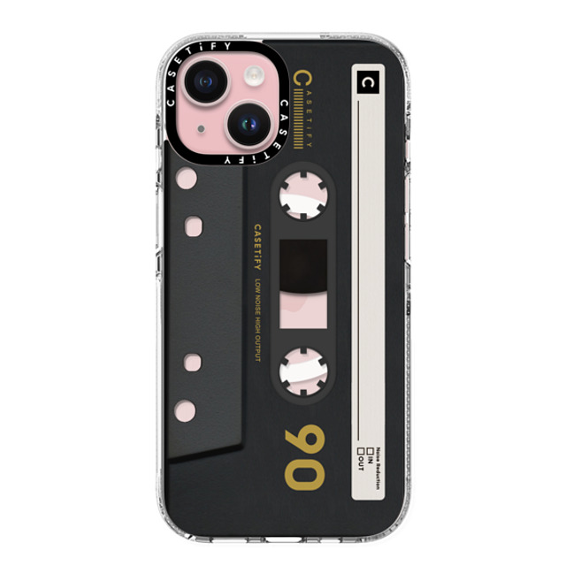 CASETiFY iPhone 15 ケース クリア クリア ケース MagSafe対応 Cassette,Pattern CASETiFY MiXTAPE - Black