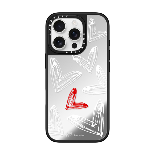 Fer Da Sliva x CASETiFY iPhone 16 Pro ケース Heart,Love Silver on Black ミラーケース MagSafe対応 Corazon de Fer Multi W & R Father's Day Fer Da Sliva x CASETiFY iPhone 16 Pro ケース Heart,Love Silver on Black ミラーケース MagSafe対応 Corazon de Fer Multi W & R Father's Day