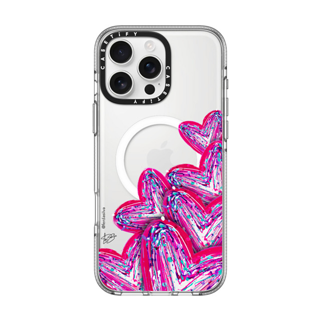 Fer Da Sliva x CASETiFY iPhone 16 Pro Max Case Heart,Love Clear Clear Case MagSafe Compatible Corazon de Fer Multi-Magenta Mother's Day Fer Da Sliva x CASETiFY iPhone 16 Pro Max Case Heart,Love Clear Clear Case MagSafe Compatible Corazon de Fer Multi-Magenta Mother's Day