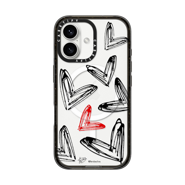 Fer Da Sliva x CASETiFY iPhone 16 Case Heart,Love Black Impact Case MagSafe Compatible Corazon de Fer Multi B & R Mother's Day Fer Da Sliva x CASETiFY iPhone 16 Case Heart,Love Black Impact Case MagSafe Compatible Corazon de Fer Multi B & R Mother's Day